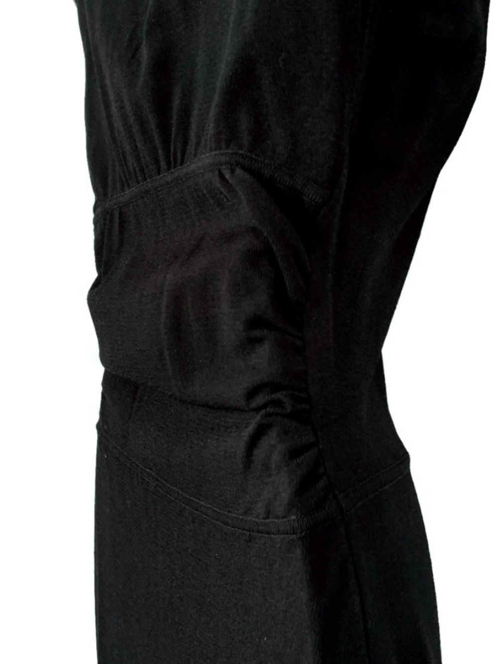 Vintage Gucci Black Sheath Dress Leather Lace-Up Neck Ruched Designer Dress Med - Picture 7 of 12
